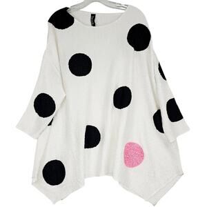 Berek Oversized White & Black Dot Tunic Top Blouse Women's Plus size 2 2x 3709